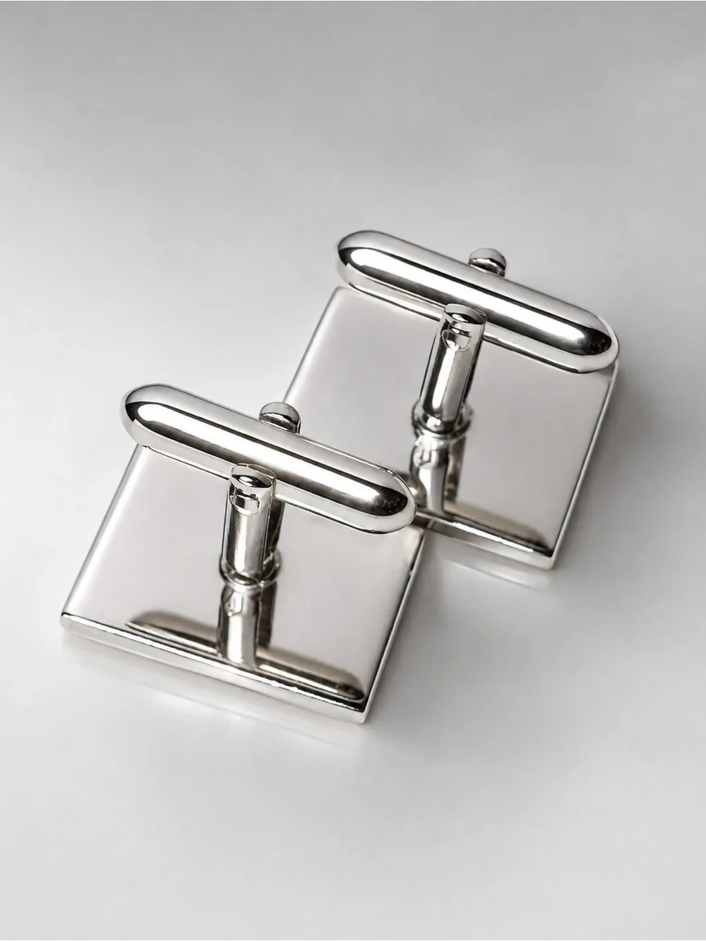 SWANK Sterling Silver Square Cufflinks with Green Accent